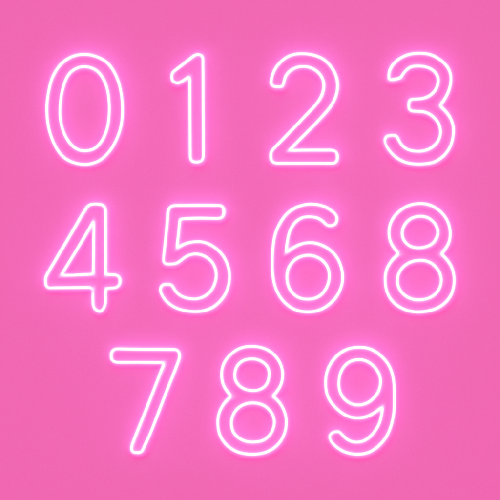 Neon Numbers 0-9