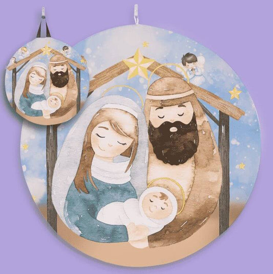 Escena de la Natividad en acuarela