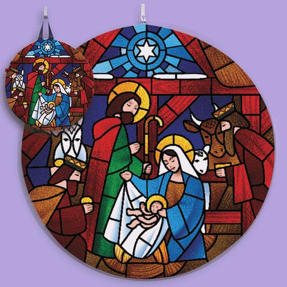 Stained Glass Nativity Scene